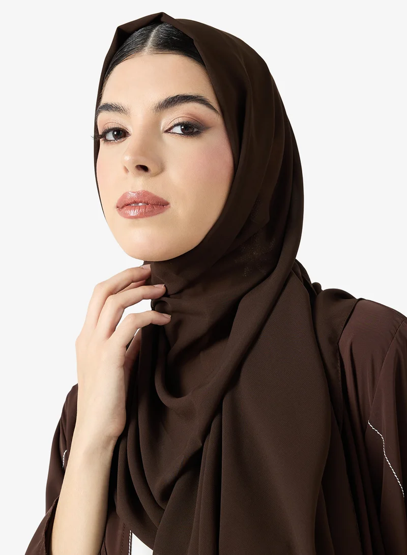 hayas closet  Embroidered Open Abaya With Sheila for Women | Best Price UAE